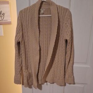 L.L. Bean Beige Cable Knit Cardigan